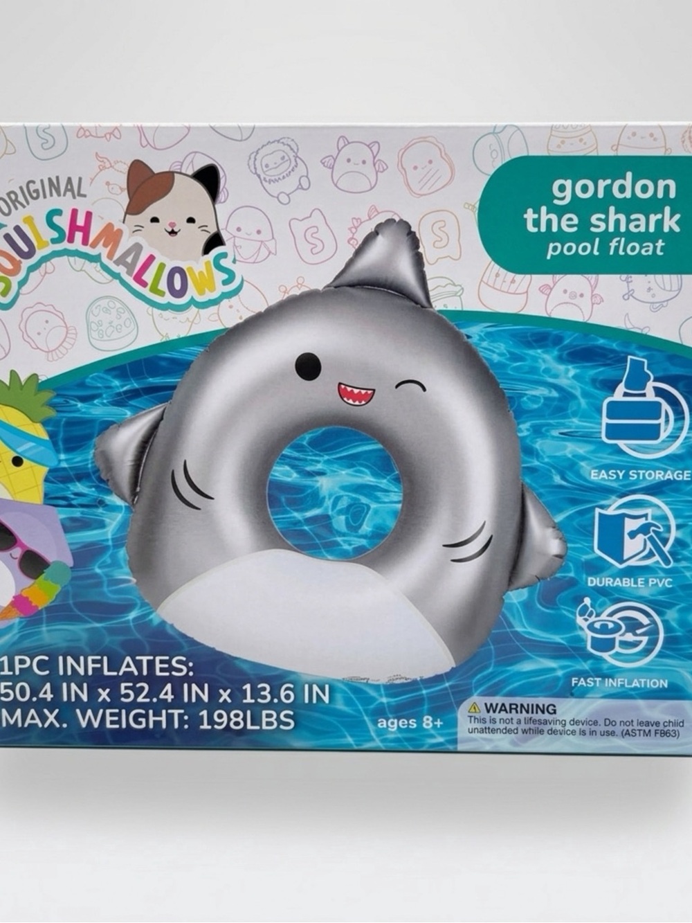 NEW BigMouth Squishmallows Gordon The Shark 52” Inflatable Pool Float Water toy